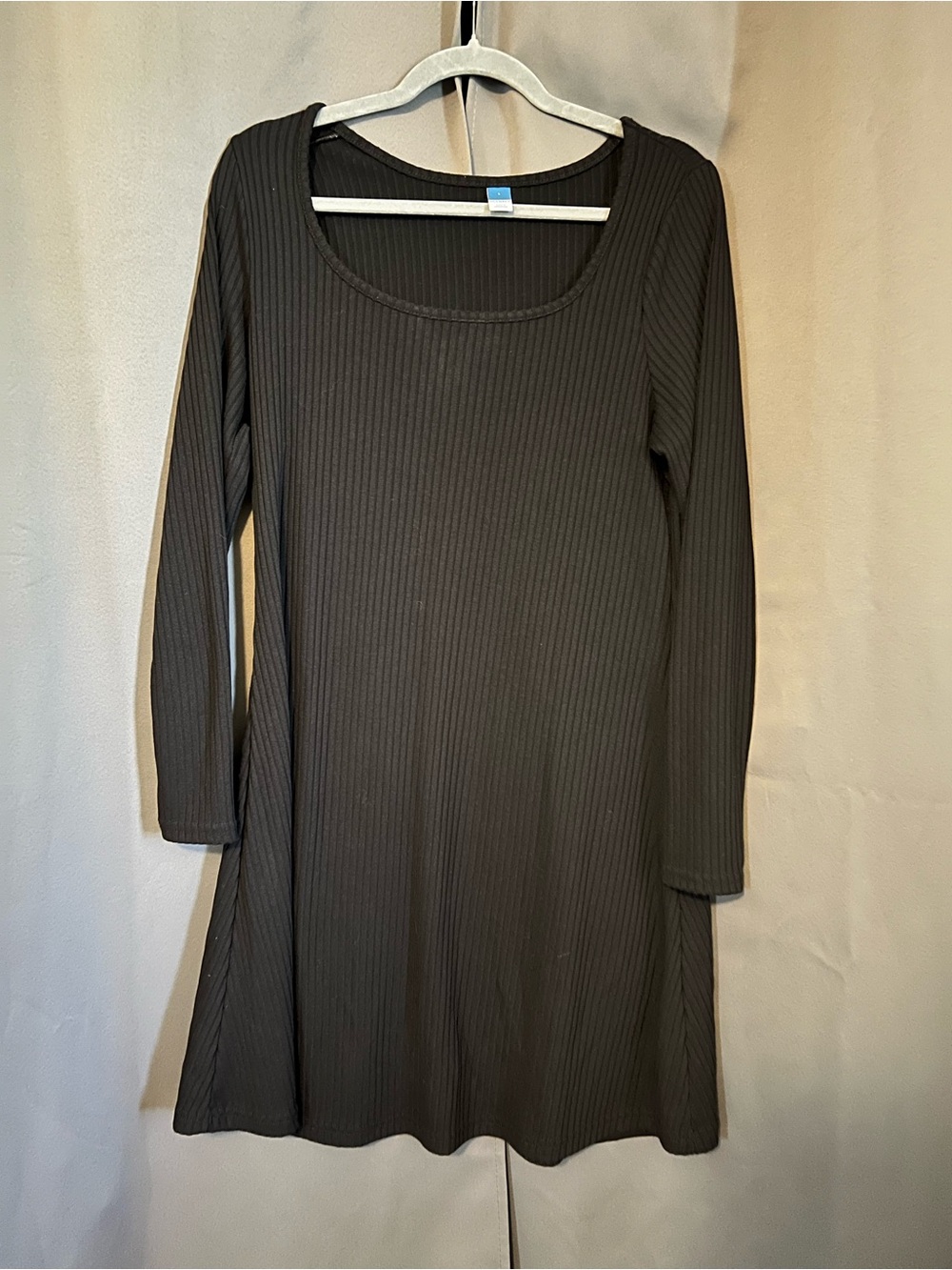 Old Navy Black Ribbed Long Sleeve Scoop Neck Dress